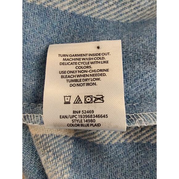 Member's Mark Woman's Blue-White Plaid Button Front Shacket Size XXL Pockets - Picture 7 of 7